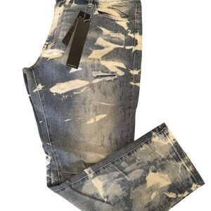 Slim Straight Men's Acid Wash Jeans - Blue